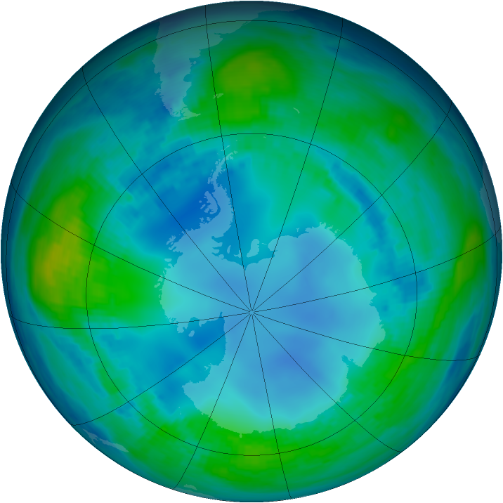 Antarctic ozone map for 10 May 1985